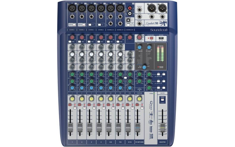 Soundcraft Signature 10 - аналоговый микшерный пульт, 10 вх., 6 x preamps, 2 x dbx Lim., 2 x USB in