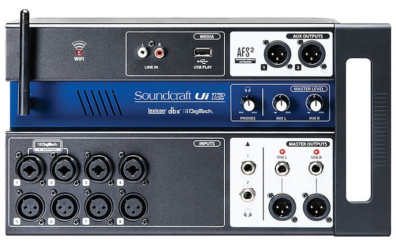 Soundcraft Ui12 рэковый микшер, 4 comboXLR входы mic/line, 4 XLR входы mic
