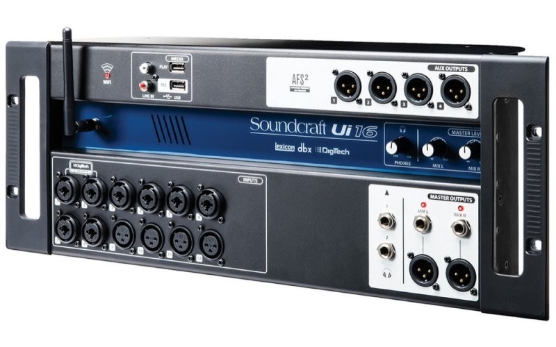Soundcraft Ui16 рэковый микшер, 8 comboXLR входы mic/line, 4 XLR входы mic