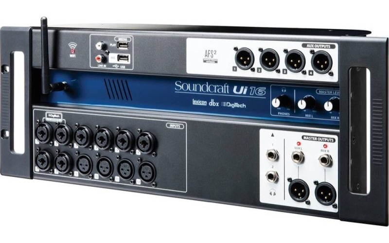Soundcraft Ui16 рэковый микшер, 8 comboXLR входы mic/line, 4 XLR входы mic