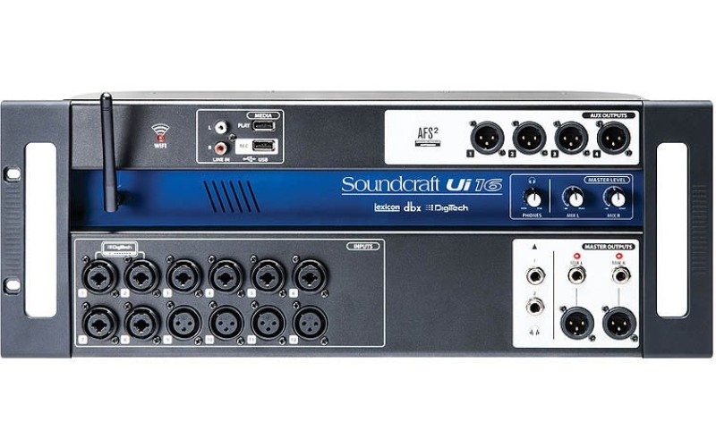 Soundcraft Ui16 рэковый микшер, 8 comboXLR входы mic/line, 4 XLR входы mic