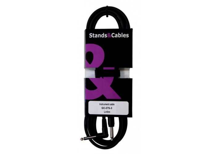 STANDS&CABLES GC-076-3 - кабель инструментальный Jack-Jack угловой, 3 м.