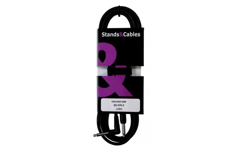 STANDS&CABLES GC-076-3 - кабель инструментальный Jack-Jack угловой, 3 м.