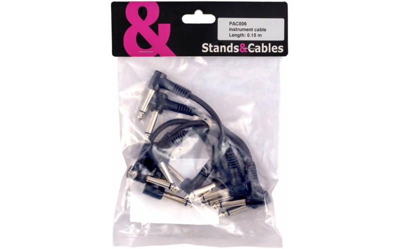 STANDS & CABLES PAC006 - Кабель для соединения педалей, Jack угл -Jack угл, 15см