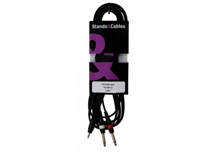 STANDS&CABLES YC-001-5 - кабель мини-Jack 3,5мм стерео - 2xJack 6.3 мм моно, 5 м.