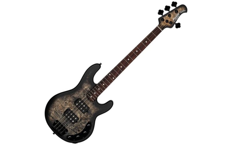 STERLING StingRay HH Poplar Burl Top Trans Black - Бас-гитара 4 струны