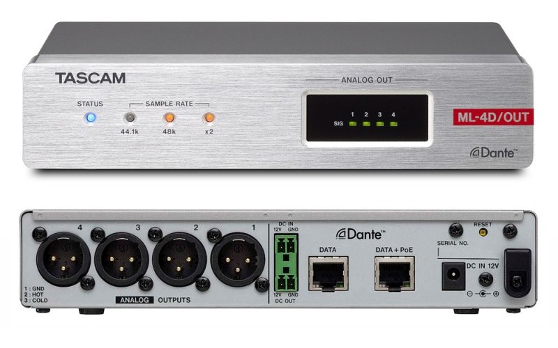 Tascam ML-4D/OUT-X Dante-Analogue конвертор