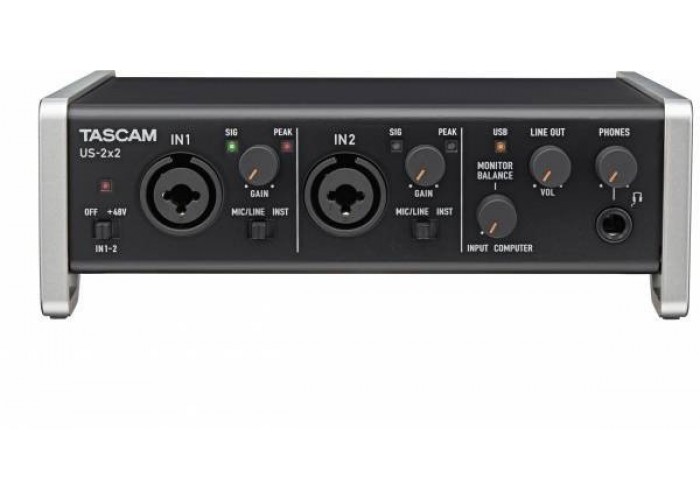 TASCAM US-2x2 USB аудио интерфейс, 2 входа, 2 выхода.