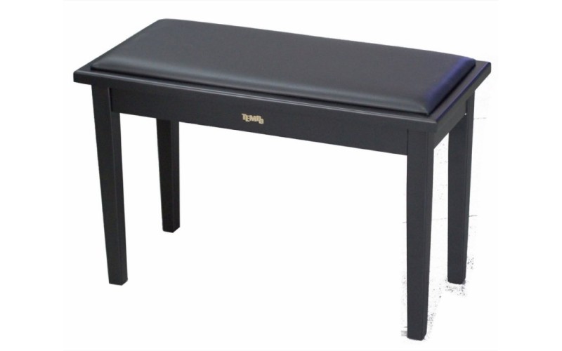 Tempo Turris129/MB - банкетка деревянная double seat, кожзам, цвет: чёрный матовый, нотное отделение