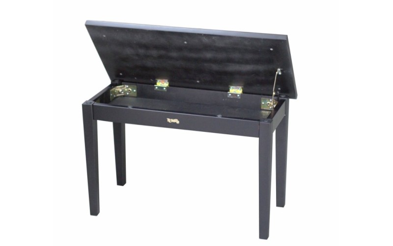 Tempo Turris129/MB - банкетка деревянная double seat, кожзам, цвет: чёрный матовый, нотное отделение