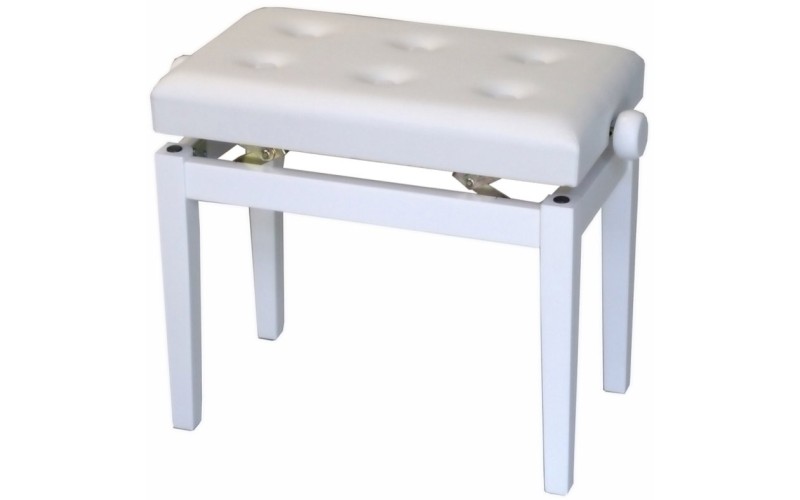 Tempo Turris151/MW - банкетка деревянная с регулировкой высоты, кожзам, пуговицы, цвет: белый