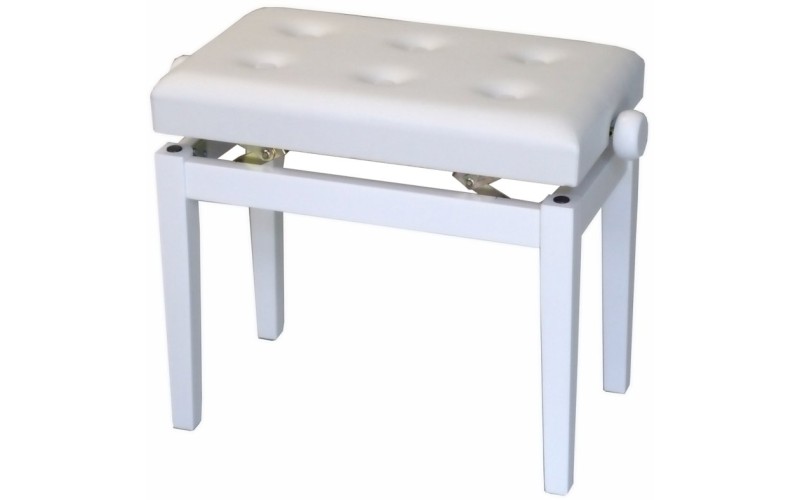 Tempo Turris151/MW - банкетка деревянная с регулировкой высоты, кожзам, пуговицы, цвет: белый