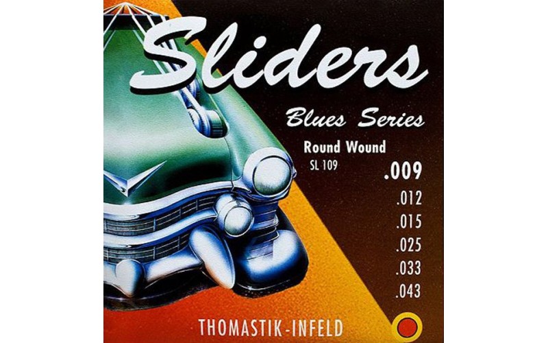Thomastik SL109 Blues Sliders Комплект струн для электрогитары, Light, сталь/никель и шелк, 9-43