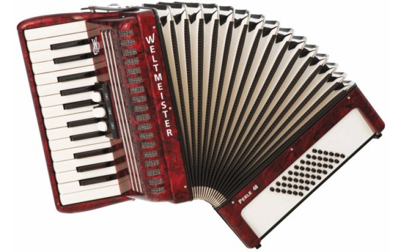 Weltmeister Perle 26/48/II/3 RD аккордеон 2/4, красный, ремни и кейс в комплекте