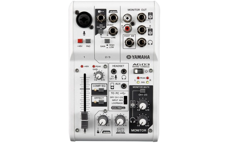 YAMAHA AG03 - многоцелевой 3-канальный микшер с USB-аудиоинтерфейсом