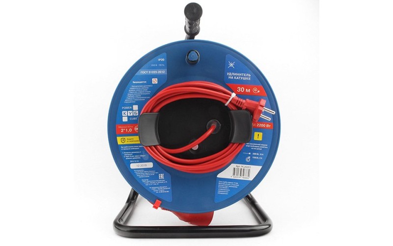 Электрическая мануфактура PC20201 PowerCube Удлинитель на катушке 10А/2,2 кВт, 2х1мм2, 30м