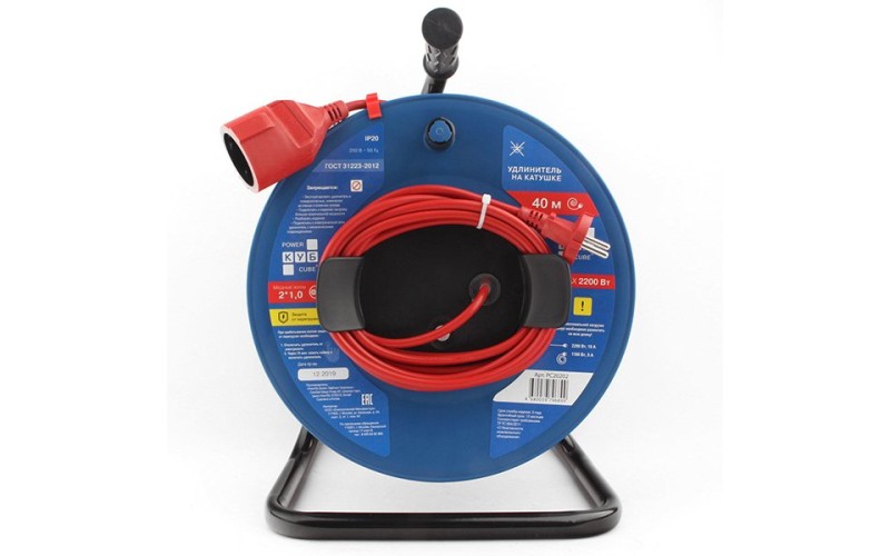 Электрическая мануфактура PC20202 PowerCube Удлинитель на катушке 10А/2,2 кВт, 2х1мм2, 40м